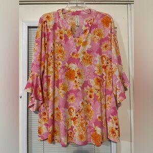 Scarlett Vibrant Floral Tunic in Pink and Orange XL
